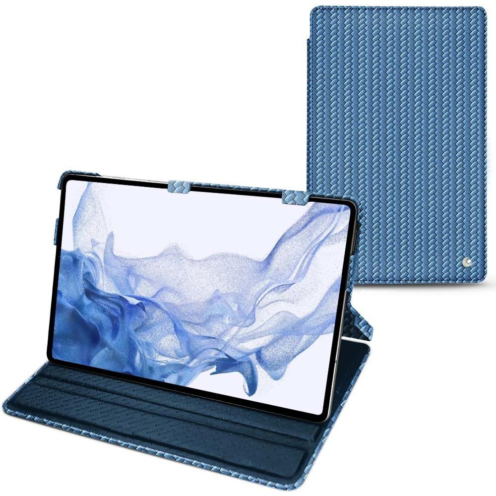Thumbnail - Noreve Lederschutzhülle horizontal (Galaxy Tab S8 Ultra), Tablet Hülle, Blau