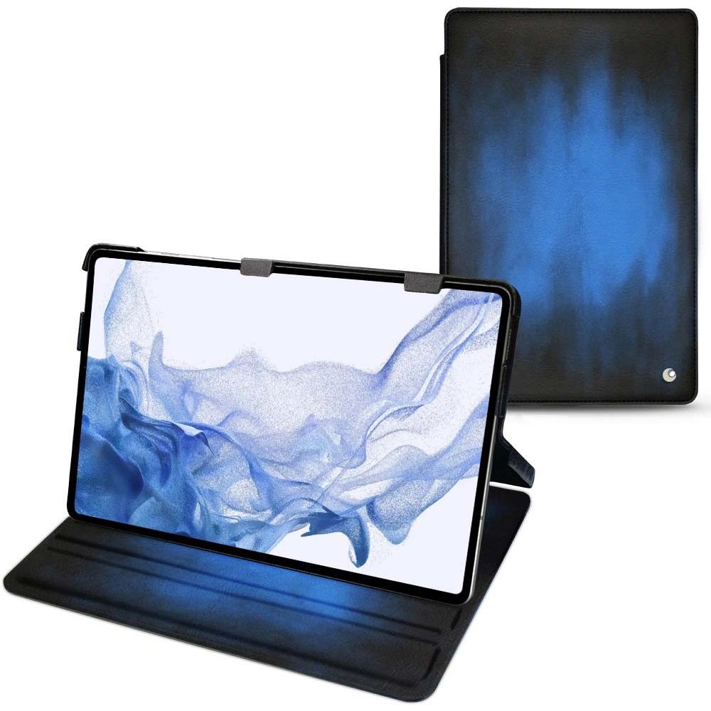 Noreve Lederschutzhülle horizontal (Galaxy Tab S8 Ultra), Tablet Hülle, Blau