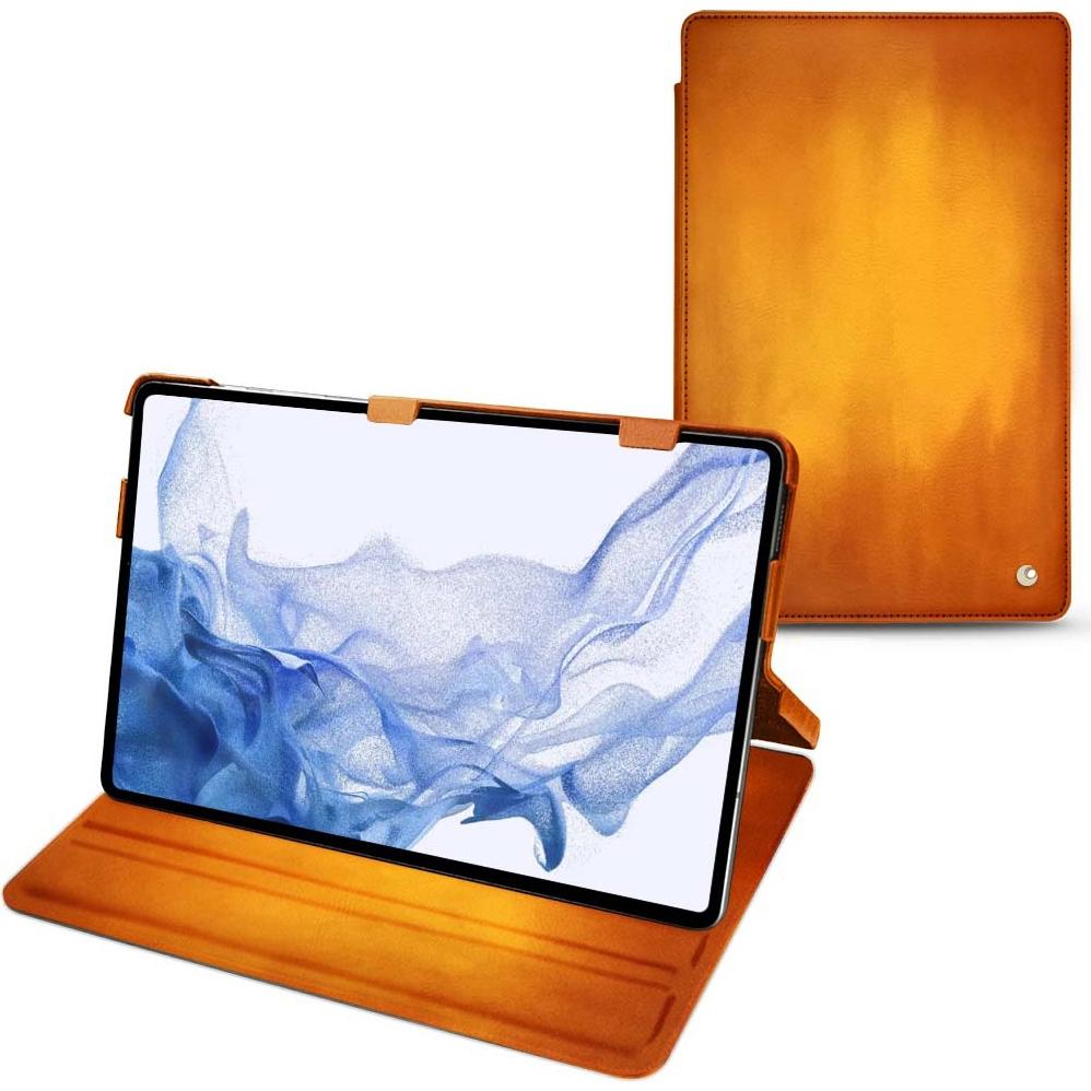 Noreve Lederschutzhülle horizontal (Galaxy Tab S8 Ultra), Tablet Hülle, Orange