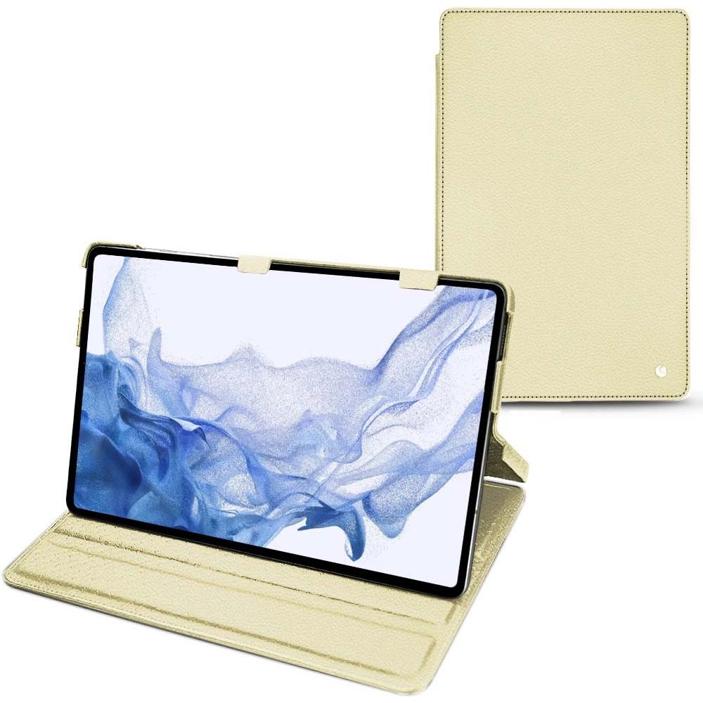Noreve Lederschutzhülle horizontal (Galaxy Tab S8 Ultra), Tablet Hülle, Beige