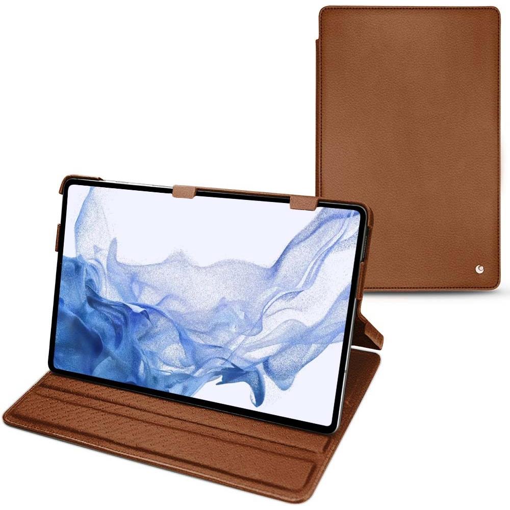 Noreve Lederschutzhülle horizontal (Galaxy Tab S8 Ultra), Tablet Hülle, Braun