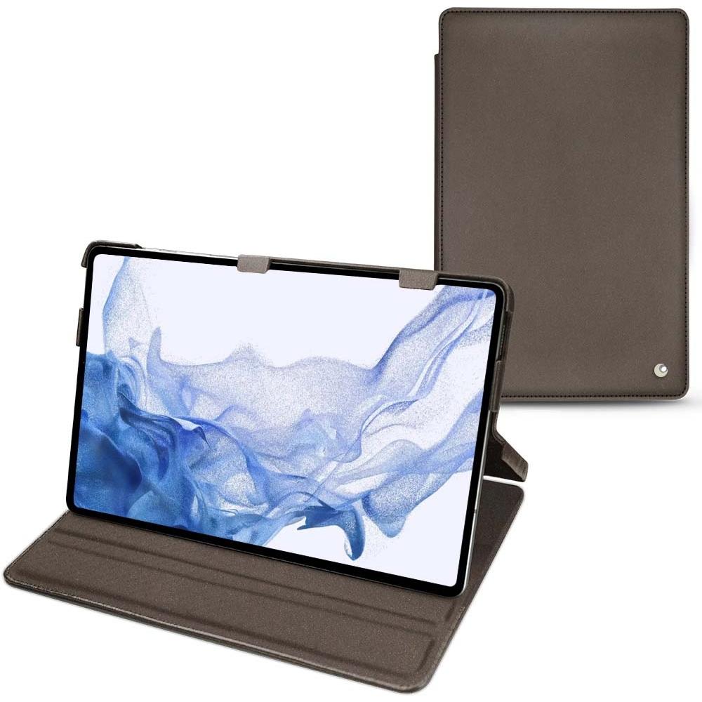 Noreve Lederschutzhülle horizontal (Galaxy Tab S8 Ultra), Tablet Hülle, Grau