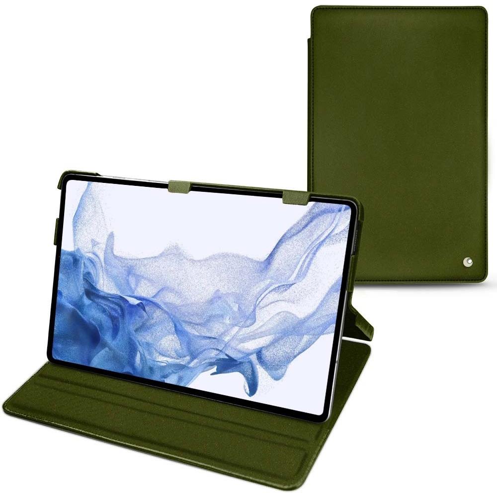 Noreve Lederschutzhülle horizontal (Galaxy Tab S8 Ultra), Tablet Hülle, Grün