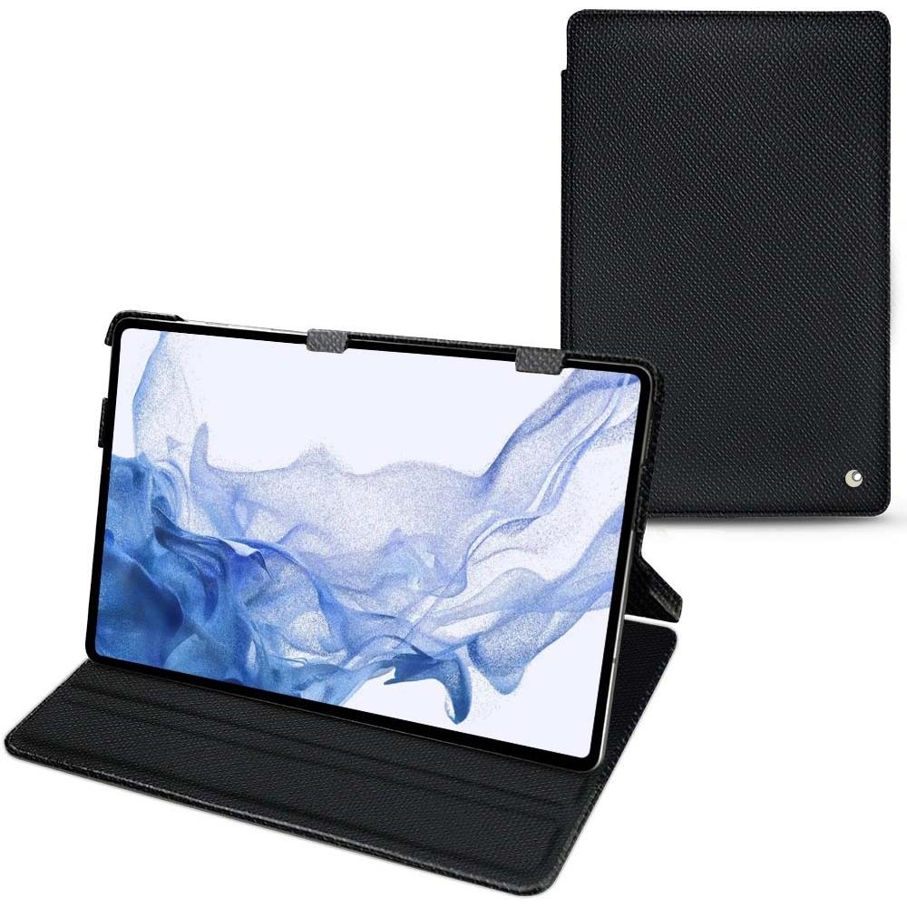 Noreve Lederschutzhülle horizontal (Galaxy Tab S8 Ultra), Tablet Hülle, Schwarz