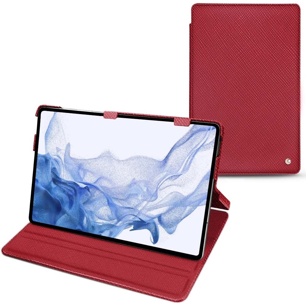 Noreve Lederschutzhülle horizontal (Galaxy Tab S8 Ultra), Tablet Hülle, Rot