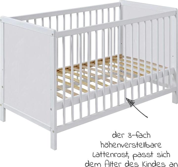 Produktbild jonka Gitterbetten Babybett-Komplett-Set Sina inkl. Bettwäsche, Himmel (60 x 120 cm)