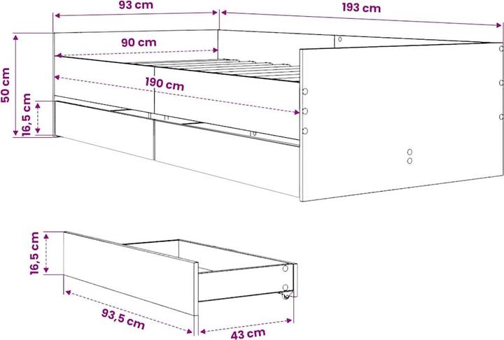 Immagine prodotto vidaXL Bettgestell (90 x 190 cm)