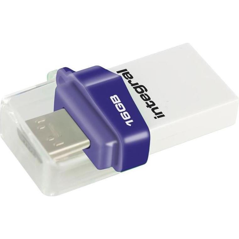 Integral Pendrive Micro Fusion, 16 GB (INFD16GBMIC3.0-OTG) (16 GB, Micro USB-A, USB-A), Chiavetta USB, Bianco