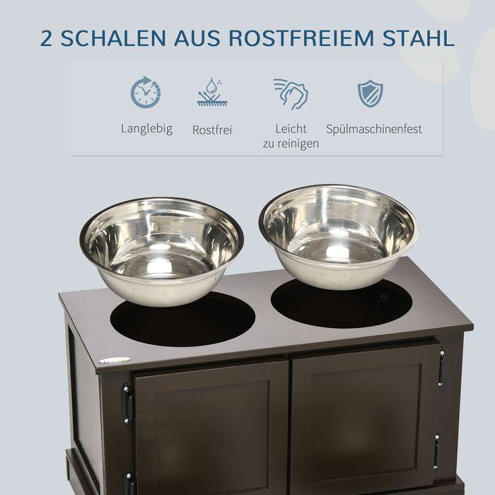 Image du produit Swisshandel24 Station d'alimentation Bols d'alimentation surélevés, avec espace de rangement, 60cmx30cmx34cm (2 l)