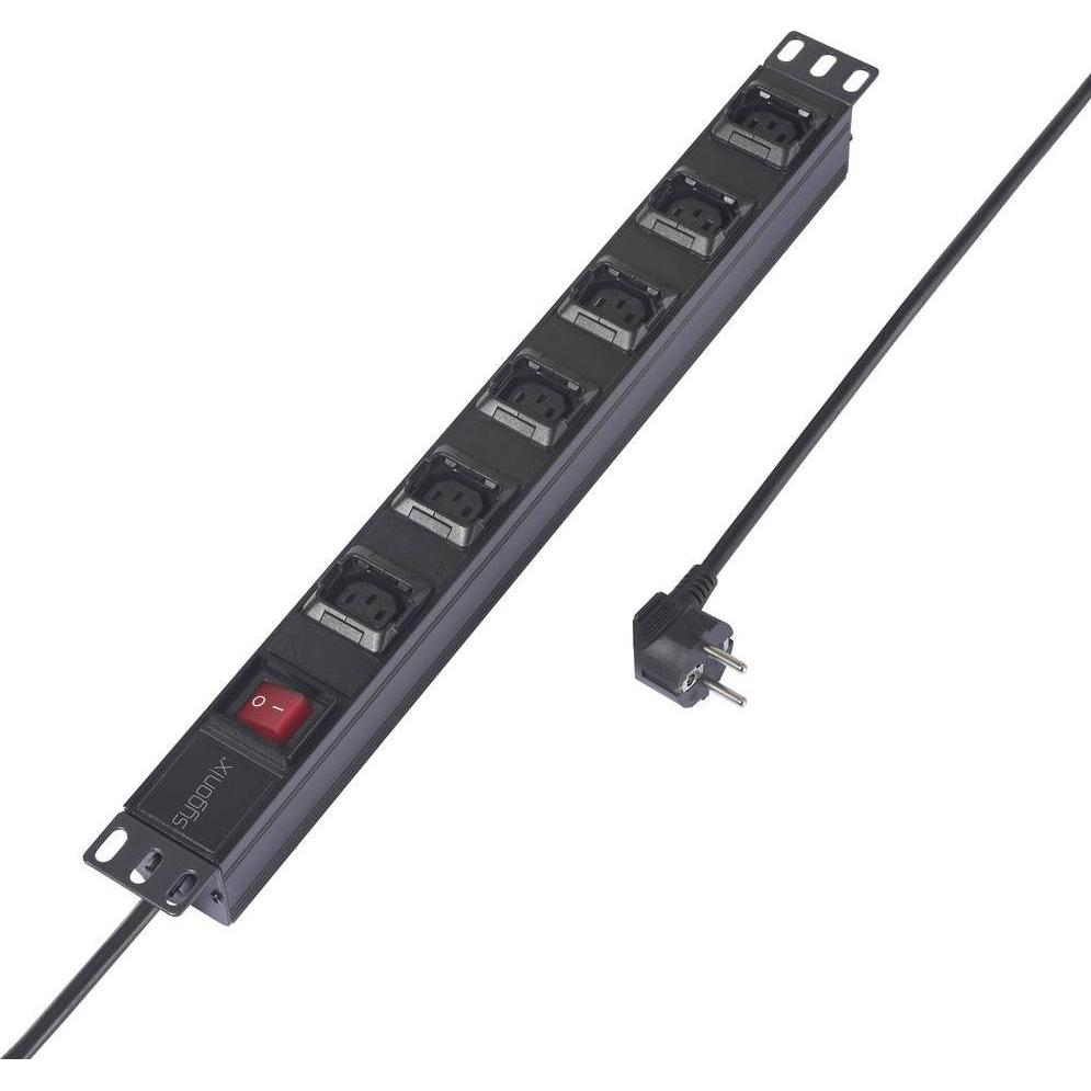 Sygonix, Ciabatta multipresa, SY-6736982 Steckdosenleiste 19 Zoll 6fach Schwarz Schutzkontakt 1 St. (6x, CEE 7/3)