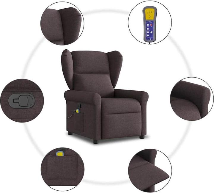 Productafbeelding VidaXL Massage fauteuil donkerbruine stof Massage TV fauteuil