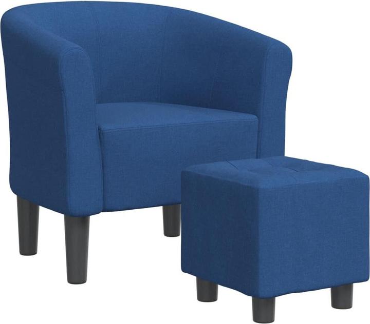 Produktbild vidaXL Clubsessel mit Fusshocker Blau Stoff,Farbe: Blau,Material