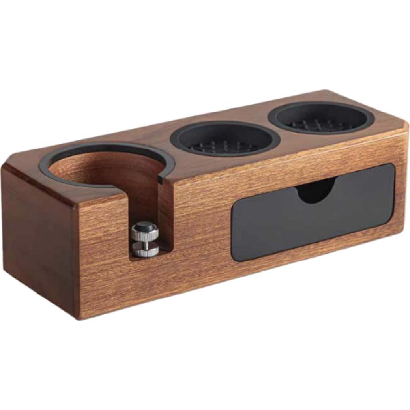 HiBREW Massivholz-Tamperstation, Zubehör Kaffeemaschinen, Schwarz, Braun