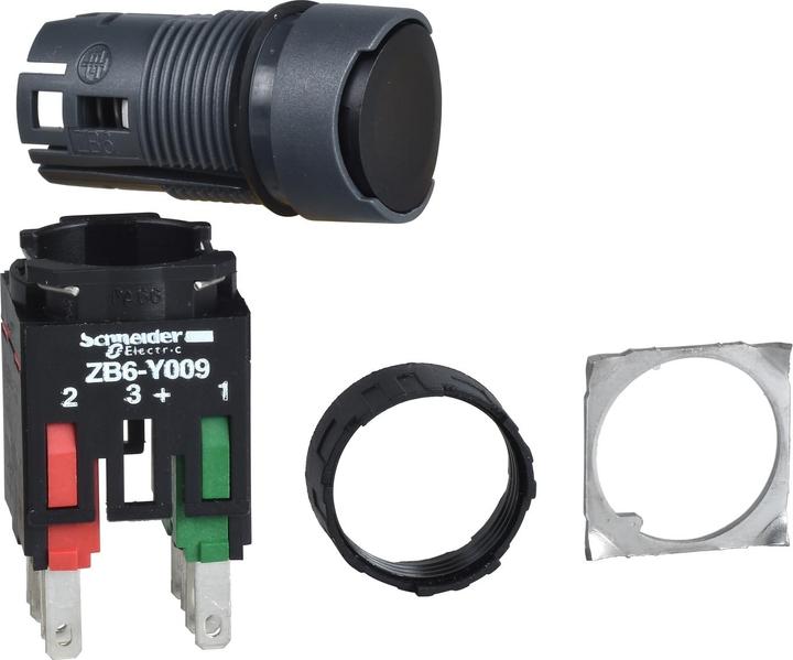 Actual product image Schneider Electric 16mm Push Button Black Flush 1NO 1NC