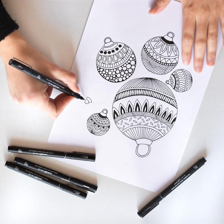 Actual product image Uni-ball Fineliner PIN ""Comics"" PF, set of 5 water-resistant, pigmented ink, metal edging (Black, Dark grey, Grey, Light grey, 5x)