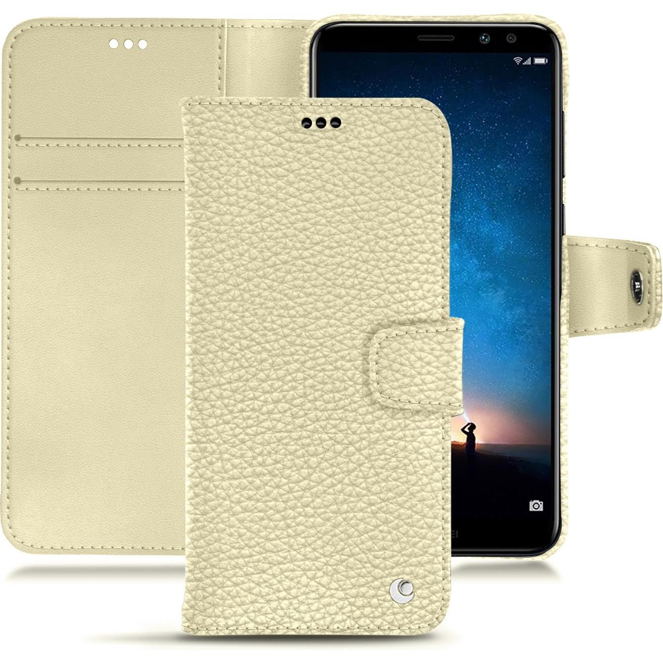 Noreve Lederschutzhülle Wallet (Huawei Mate 10 Lite), Smartphone Hülle, Weiss