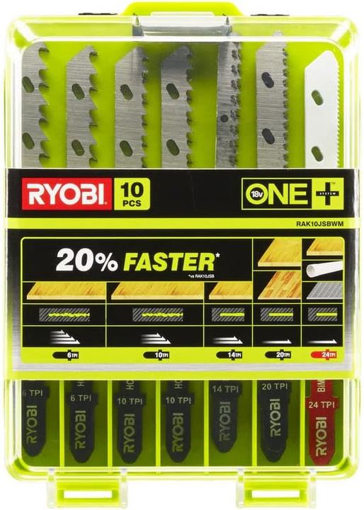 Actual product image Ryobi Jigsaw blade set 10 pcs 5132