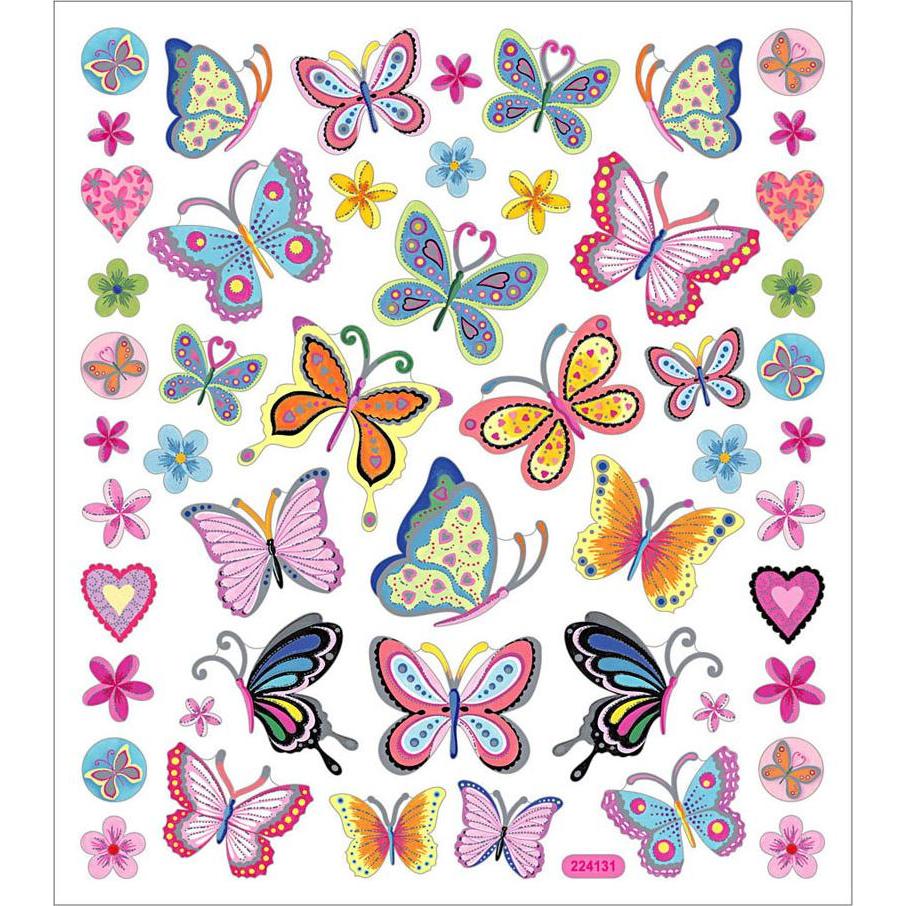 Thumbnail - Creativ Company, Sticker, Aufkleber Blumen und Schmetterlinge, 1 Blatt