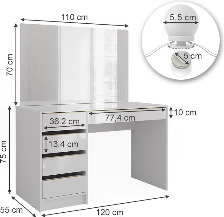 Immagine prodotto Vicco Sherry con illuminazione a LED (120 x 75 x 55 cm)