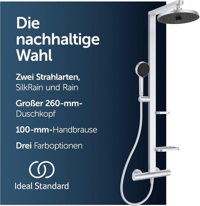 Produktbild Ideal Standard Duschsystem Alu+: Ceratherm Brausethermostat 2 Ablagen, 2F-Handbrause, 2F-Kopfbrause