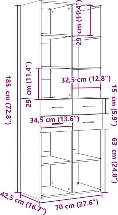 Image du produit vidaXL Highboard (42.50 x 42.50 x 185 cm)
