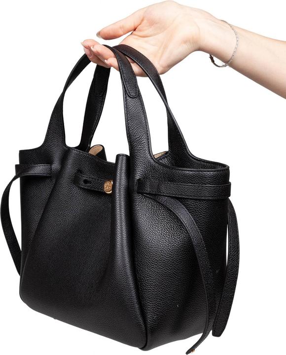Actual product image Tory Burch romy tote leather handbag color black