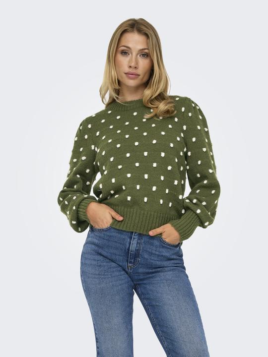 Immagine prodotto JdY Vestibilità regolare Collo alto Polsini lunghi Maniche a sbuffo Pullover Maglione in maglia (XL)