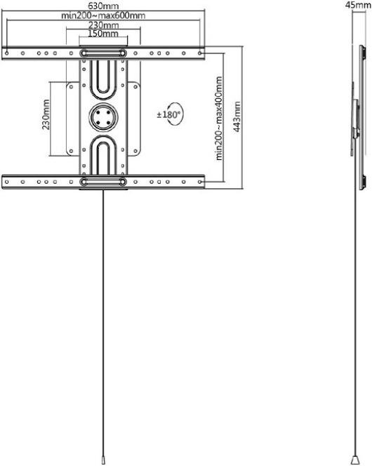 Produktbild Maclean MC-871 - VESA Monitor-/TV-Halterung, 37-80", schwarz, 50 kg (Wand, 80")