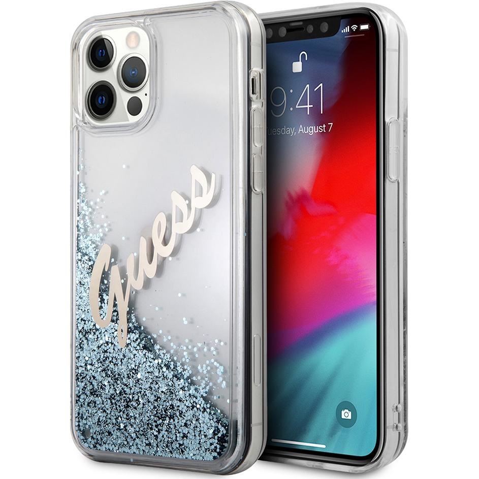 Guess Liquid Glitter (Apple iPhone 12 Pro Max), Smartphone Hülle, Blau