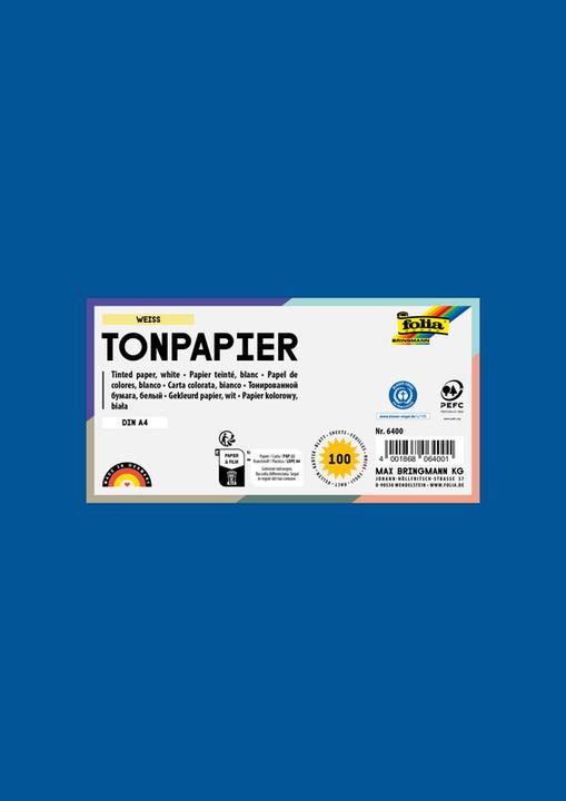 Produktbild Folia Tonpapier, DIN A4, 130 g/qm, k”nigsblau (130 g/m², 100x)