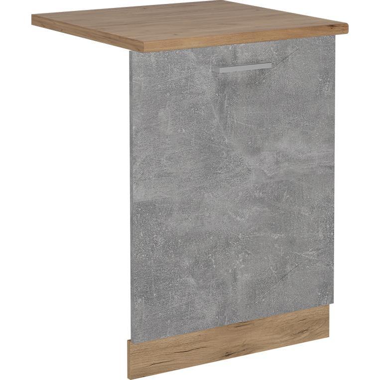 Vichy Geschirrspülblende R-Line, Beton/Goldkraft Eiche, 60 cm, AP Eiche, Geschirrspüler Zubehör, Grau
