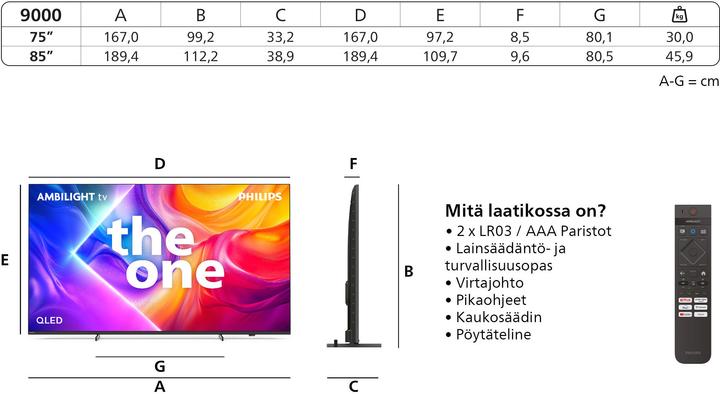 Image du produit Philips 85PUS9000/12 (85", QLED, 4K, 2025)