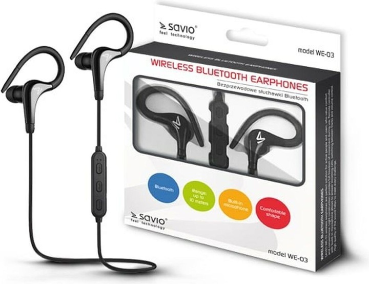Produktbild Savio WE-03 Kabellose Bluetooth-Kopfhörer (keine Geräuschunterdrückung, 3 h, Kabellos)
