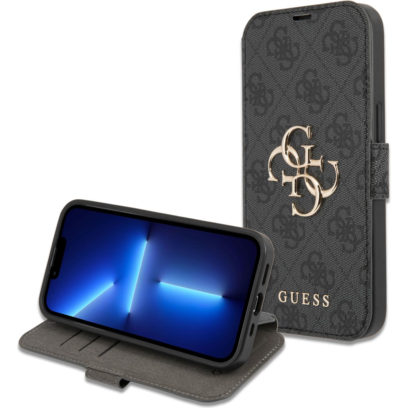 Guess Bookcover (Apple iPhone 13 Pro), Smartphone Hülle, Grau
