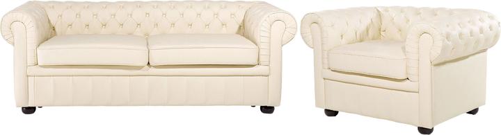 Produktbild Beliani Sofa Set Leder creme 4-Sitzer CHESTERFIELD