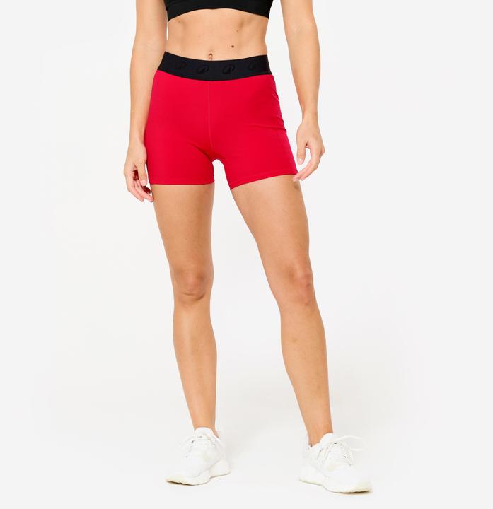 Produktbild Domyos Shorts Damen hoher elastischer Taillenbund - rot