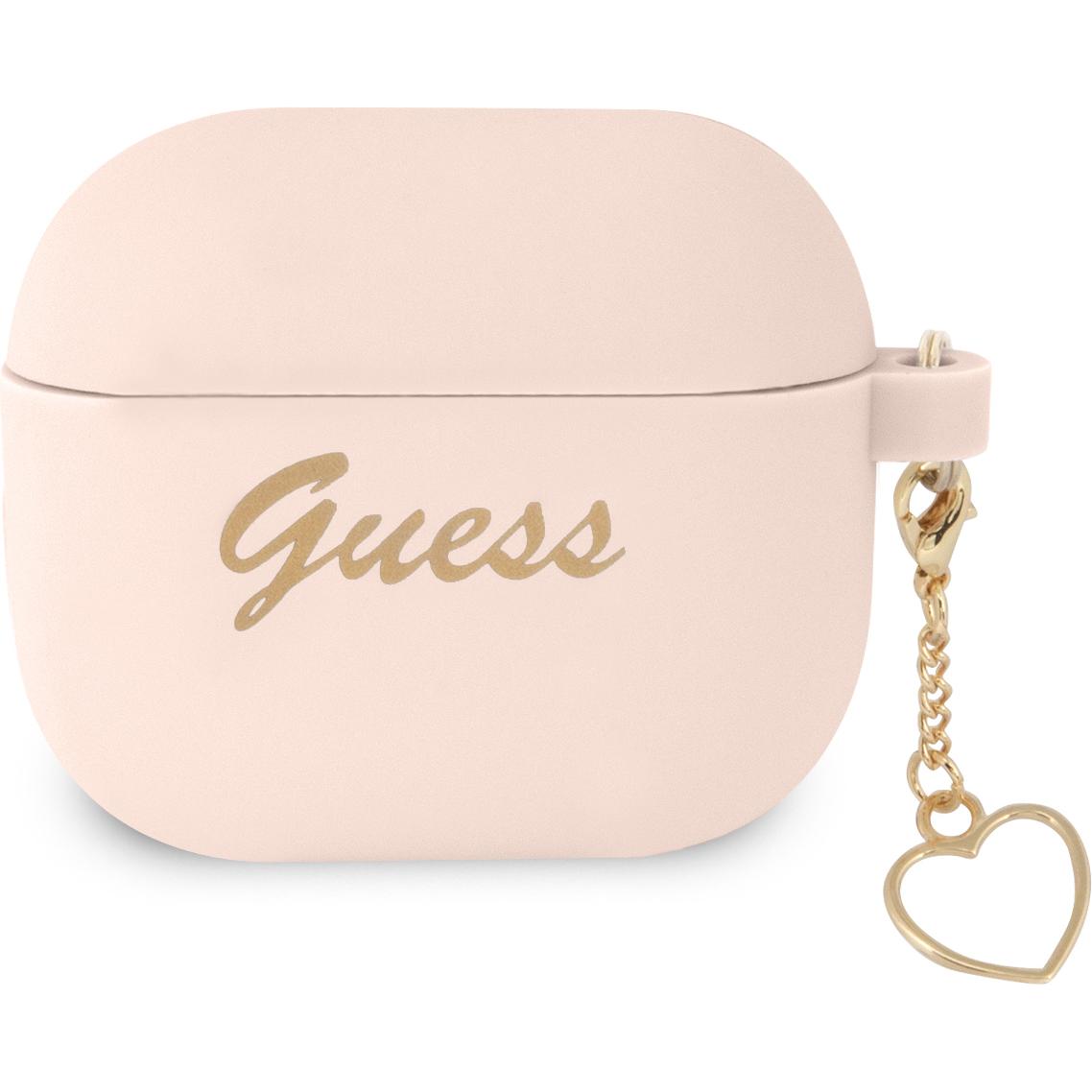 Guess Case mit Anhänger (Kopfhörer Tasche), Kopfhörertasche + Schutzhülle, Rosa