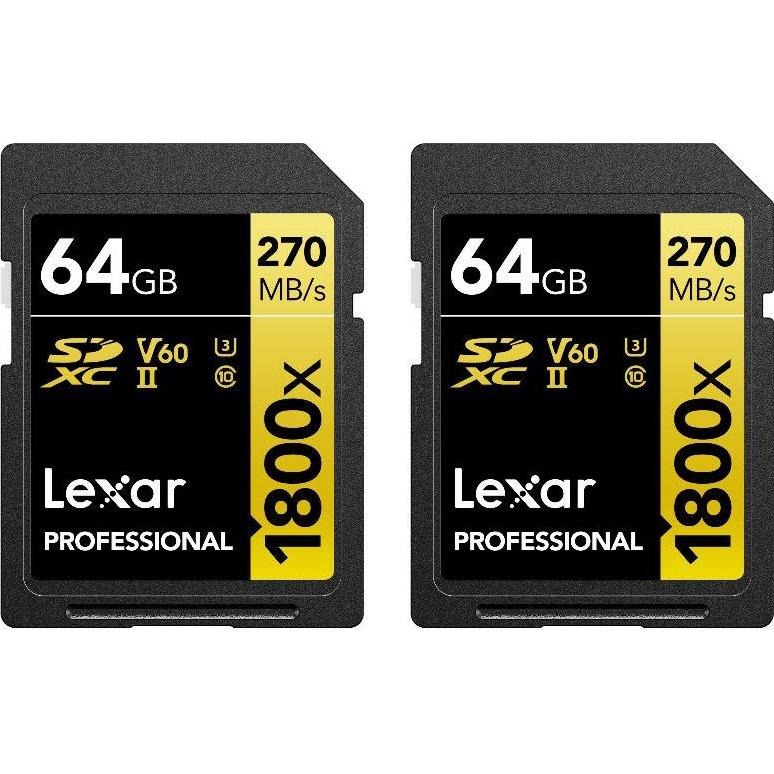 Lexar Professional (64 GB, SDXC, U3, UHS-II), Speicherkarte, Schwarz