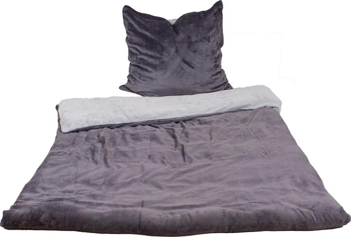 Produktbild Mojawo 2tg Cashmere Touch Wende-Bettwäsche Uni Grau/Anthrazit (Bettwäsche Set, 135 x 200 cm)