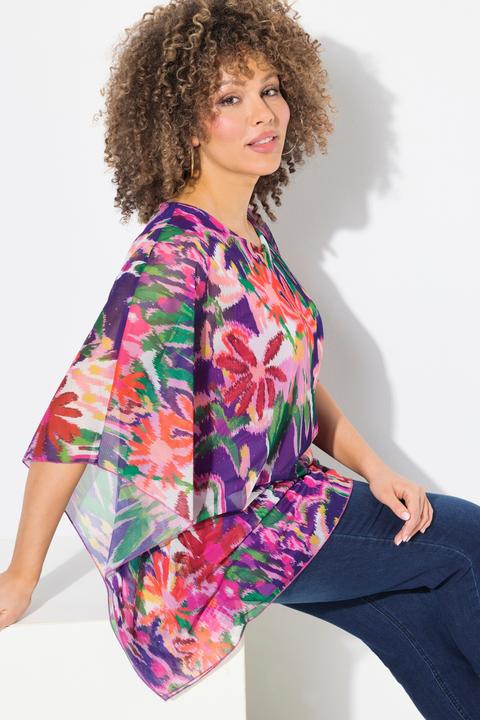 Image du produit Ulla Popken Blouse doublée oversize, col rond et manches courtes (54)