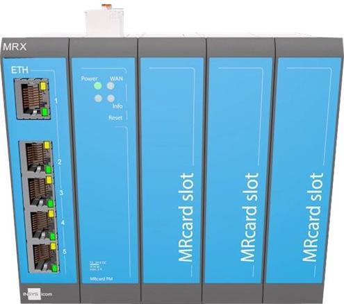 Produktbild Insys icom MRX5 LAN, modularer LAN-LAN-Router, VPN 5xEthernet 10/100BT 2xdig.Ein MRcard-Slots:3xfrei