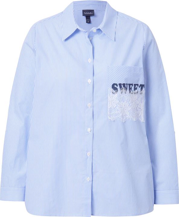 Immagine prodotto Ulla Popken Blusa a righe dal taglio svasato con SWEET, collo da camicia e maniche lunghe (46, 48)
