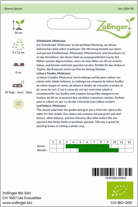 Produktbild Zollinger Bio Schnittsalat, Misticanza
