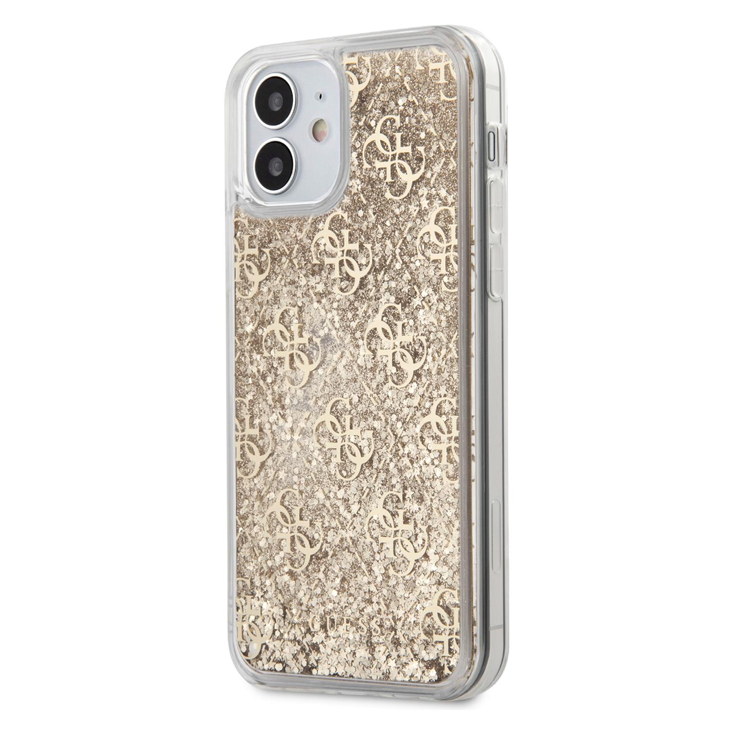 Guess Liquid Glitter (Apple IPhone 12 Mini), Smartphone Hülle, Gold