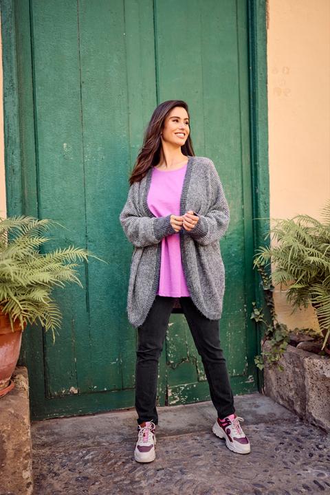 Produktbild Ulla Popken Strickjacke, Egg-Shape, offene Form, Langarm, recycelt (58, 60)