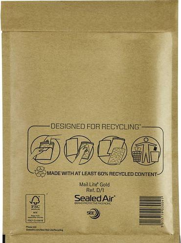 Actual product image Sealed Air Mail Lite D/1 Gold envelope without window 200 mm x 270 mm peel-off strip (10 pcs.)