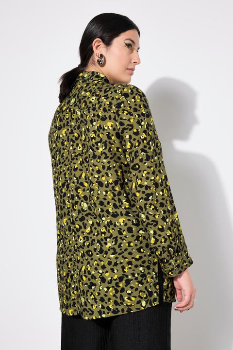 Actual product image Studio Untold Electric Leopard Print Long Sleeve Button Down Tunic Shirt (42, 44)