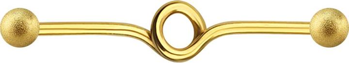 Produktbild Star Piercing Barbell vergoldet Schleife mit zwei Kugeln gesprenkelt (ohne Messing, Chirurgenstahl 316L)