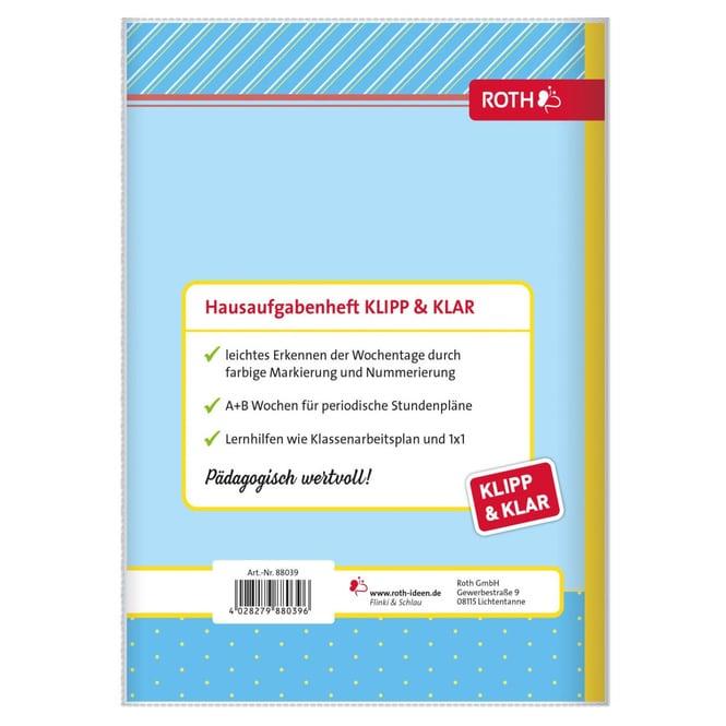 Produktbild Roth Hausaufgabenheft Flinki & Schlau Klipp & Klar liniert A5 ohne Rand, 96 Blatt (A5, Speziallineatur, Harter Einband)
