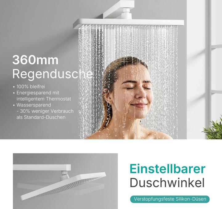 Actual product image Emke Thermostatic Shower System with OverheadShower+Hand Shower+Children's Shower+Lower Outlet, White